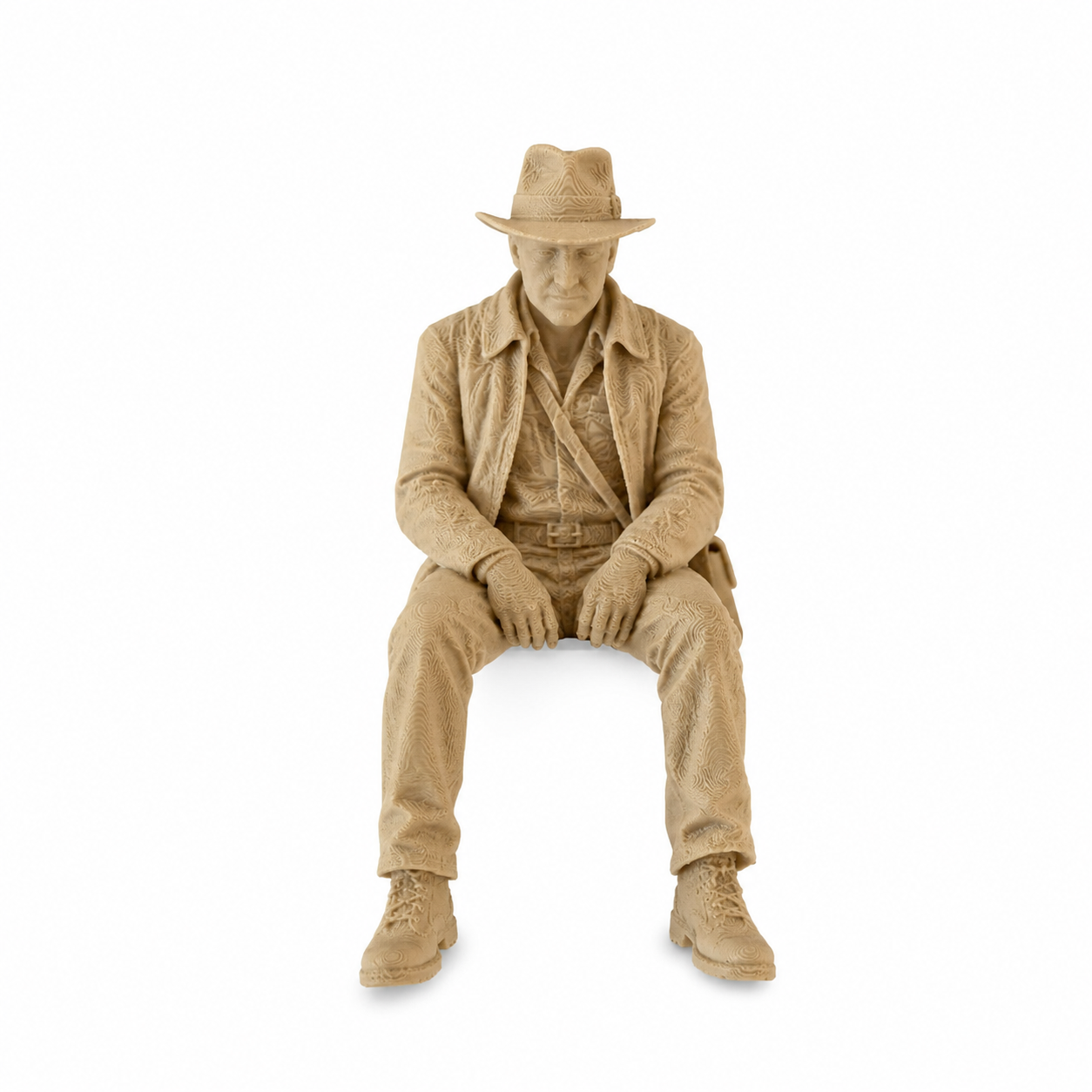 Desk Setup Shelf - Matte Beige Explorer Edge Sitting Statue