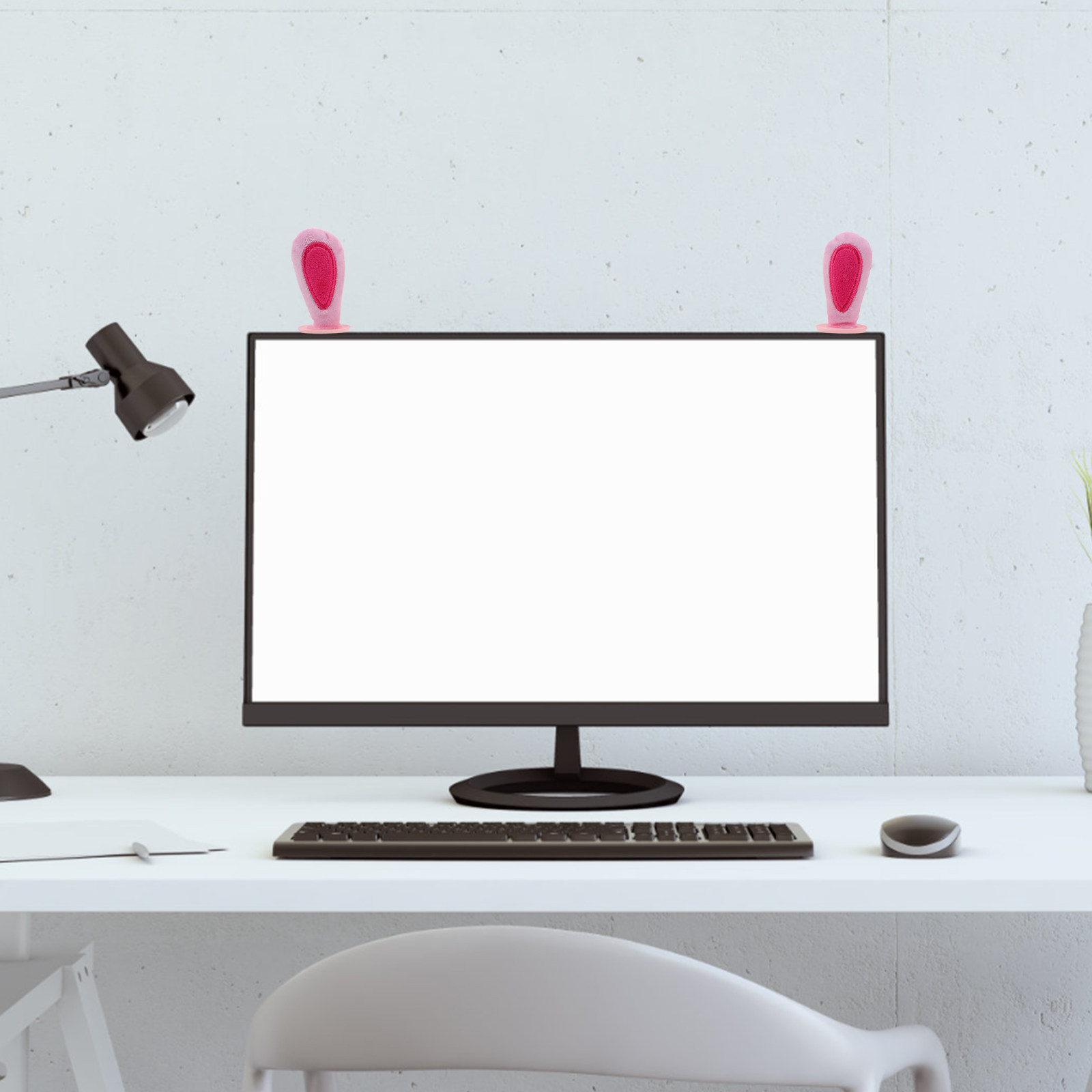 Desk Setup With Laptop And Monitor - 2Pairs Monitor Ears Decoration Cute Kawaii
