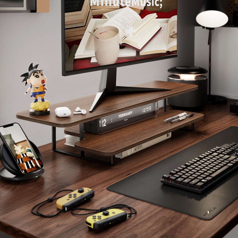 Walnut Finish Monitor Stand Ri – Desk Setup With Laptop And Monitor Bewertung und Preis