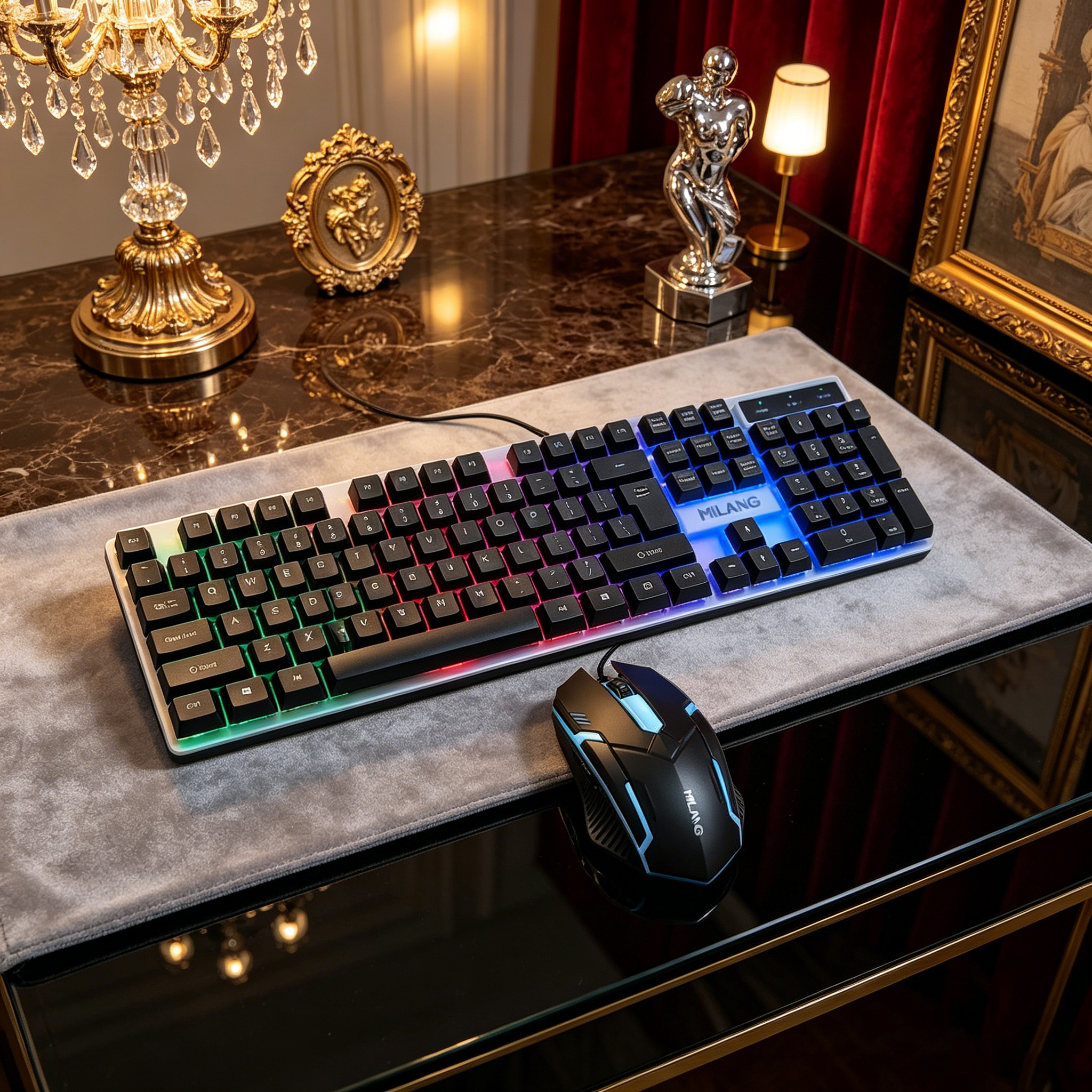 Wired RGB Backlit Keyboard Mou – Desk Setup No Computer Bewertung und Preis