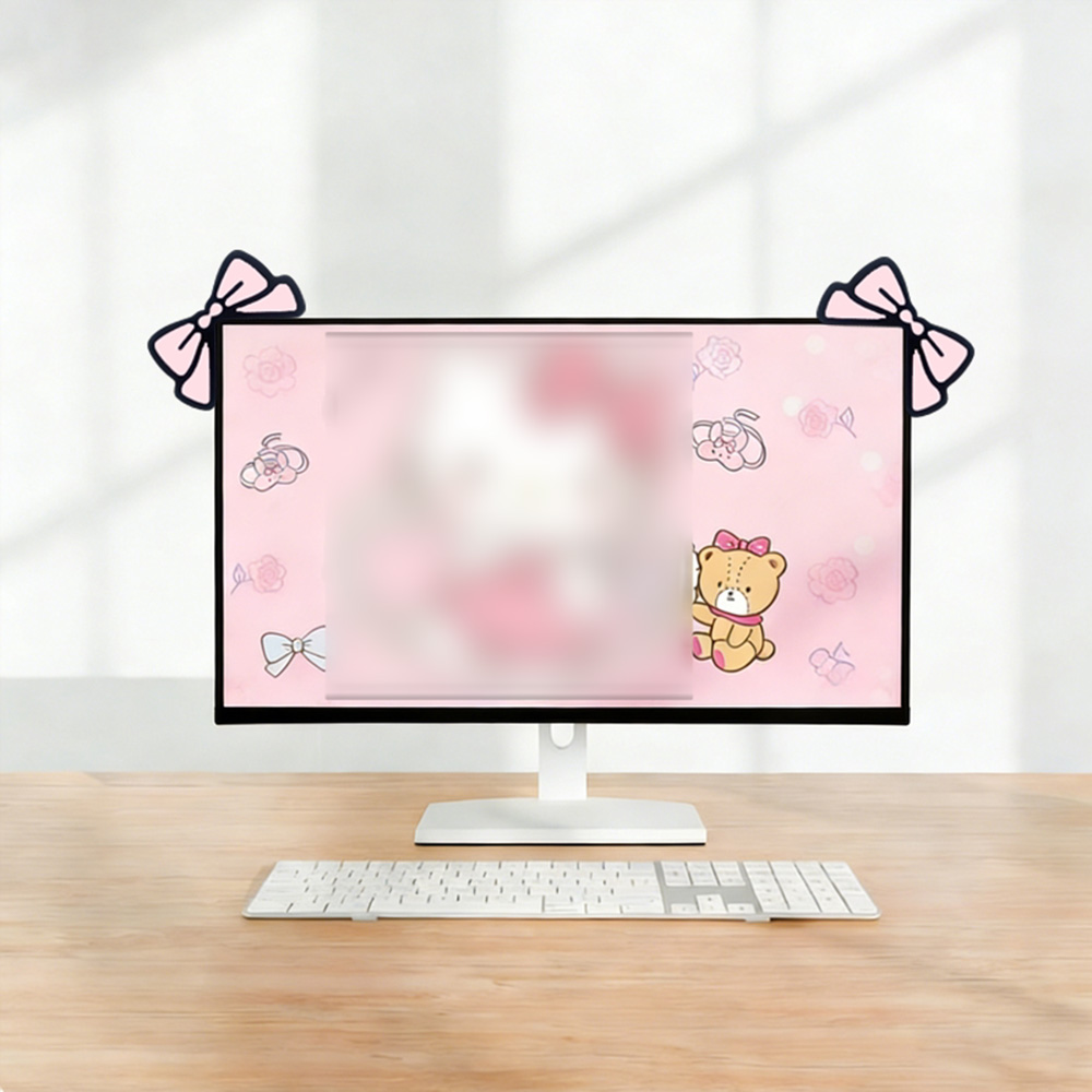 Cute Pink Bow Monitor Decor Ka – Desk Setup With Laptop And Monitor Bewertung und Preis