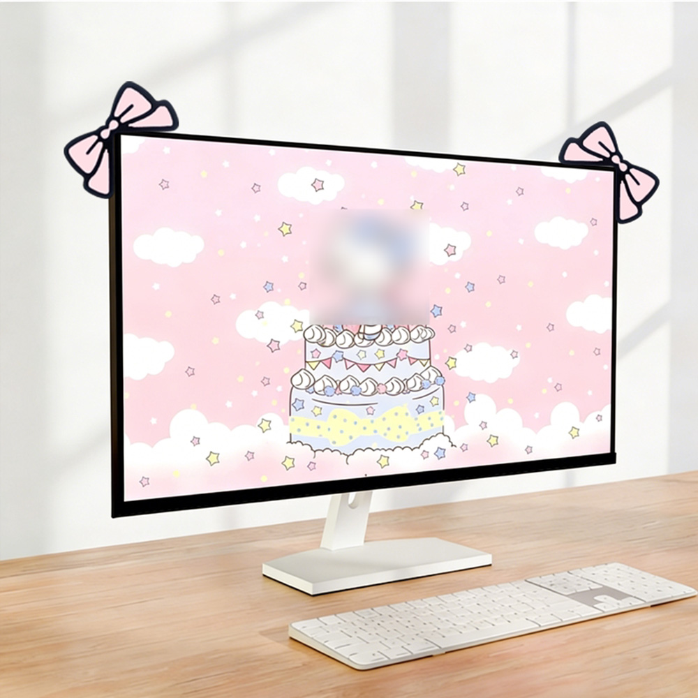 Cute Pink Bow Monitor Decor Ka – Desk Setup With Laptop And Monitor Bewertung und Preis